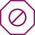 Icon of a no entry sign respresenting no loading dose