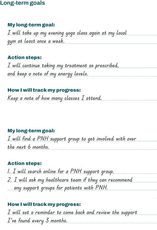 Long-term treatment goals examples.