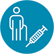 Mature person and syringe icon.