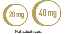 20 mg and 40 mg tablets (not actual sizes) icon.