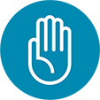 Icon of a hand representing Gd+ T1 lesions AND new or enlarging T2 lesions.