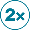 Circle with the text '2x'.